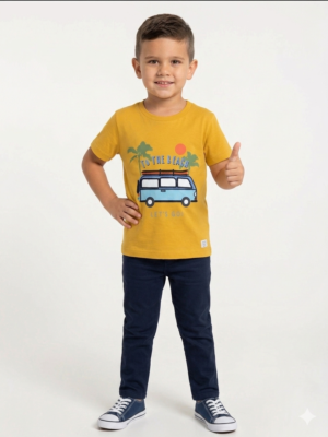 T-shirt Enfant "To The Beach" – Jaune Moutarde