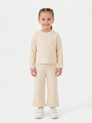 Ensemble Décontracté en Maille Nervurée (Top Cropped et Pantalon Fluide) - ZARA