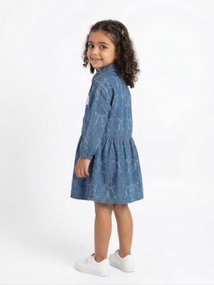 Robe en Jean Imprimée Nœuds – Élégance & Confort pour Fillette